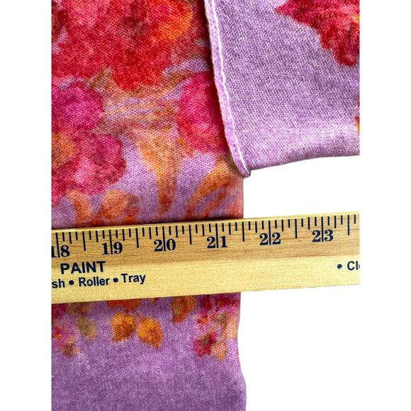Pilcro Alani Mock Neck Cashmere Sweater XS Floral Purple Pink Boxy Relaxed - Picture 4 of 7